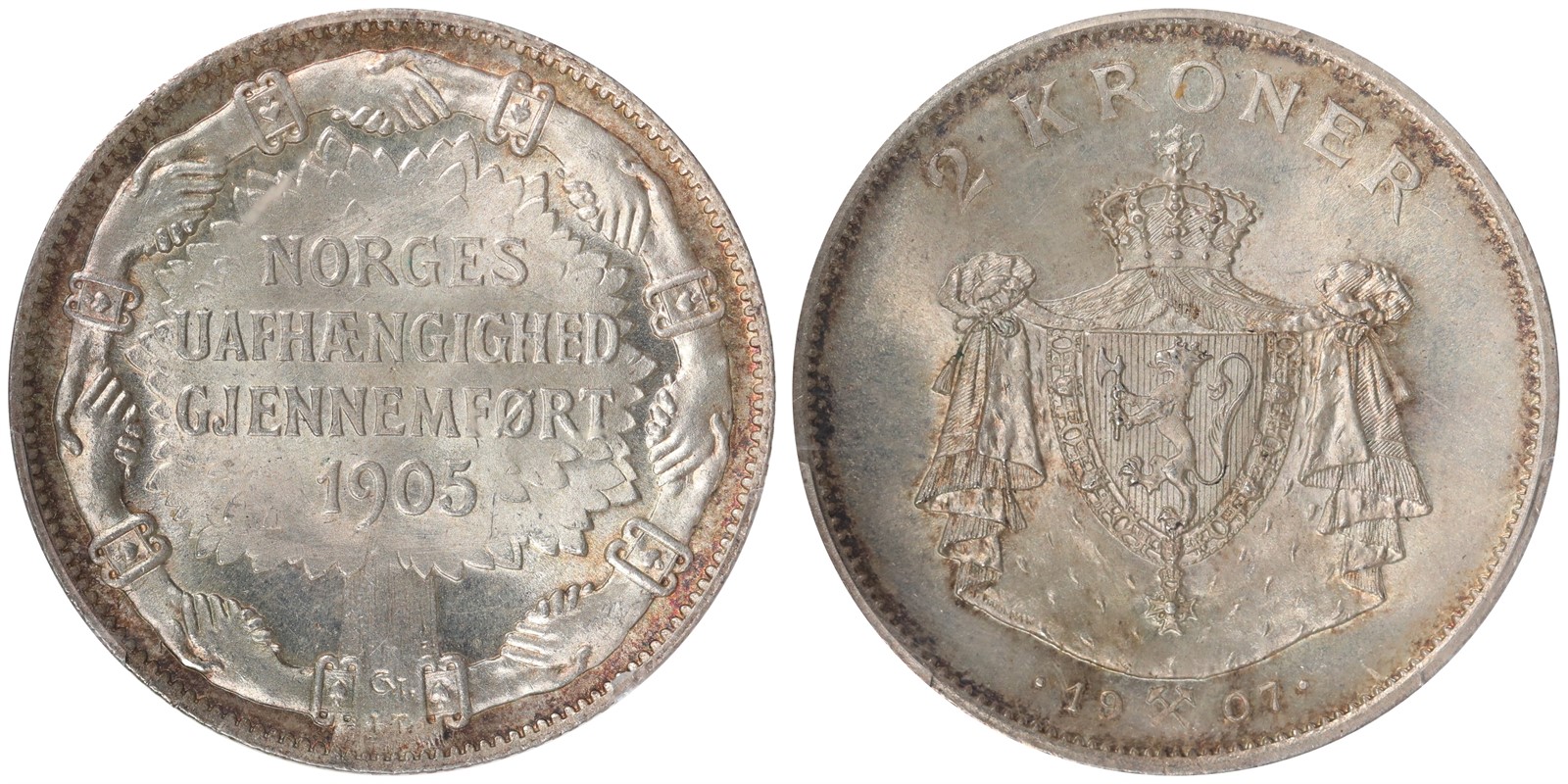 NORWAY. Haakon VII. 2 Kroner 1907. PCGS MS66.