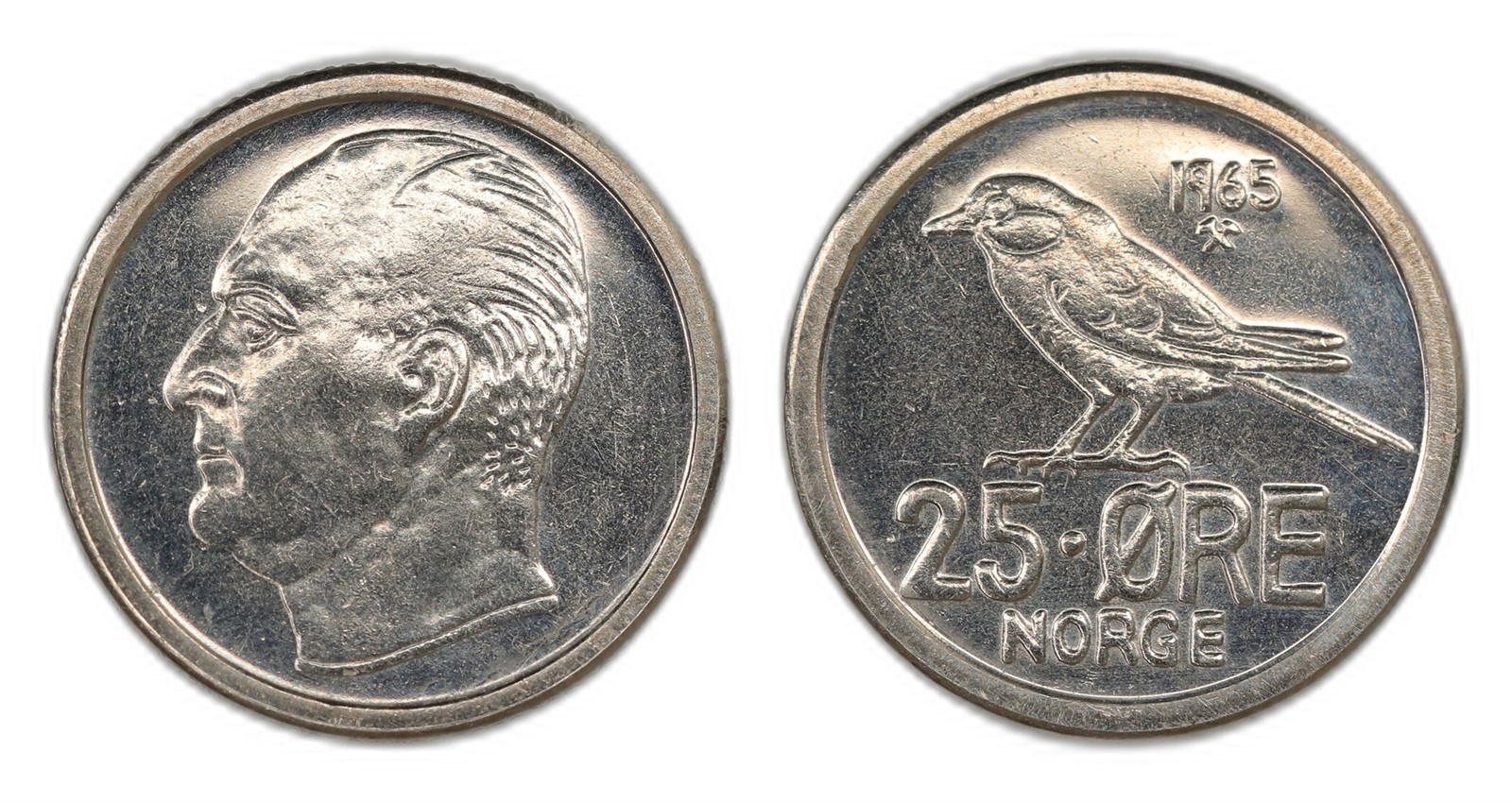 Norway. Olav V. 25 Øre 1965. Kv PRAKTEX.