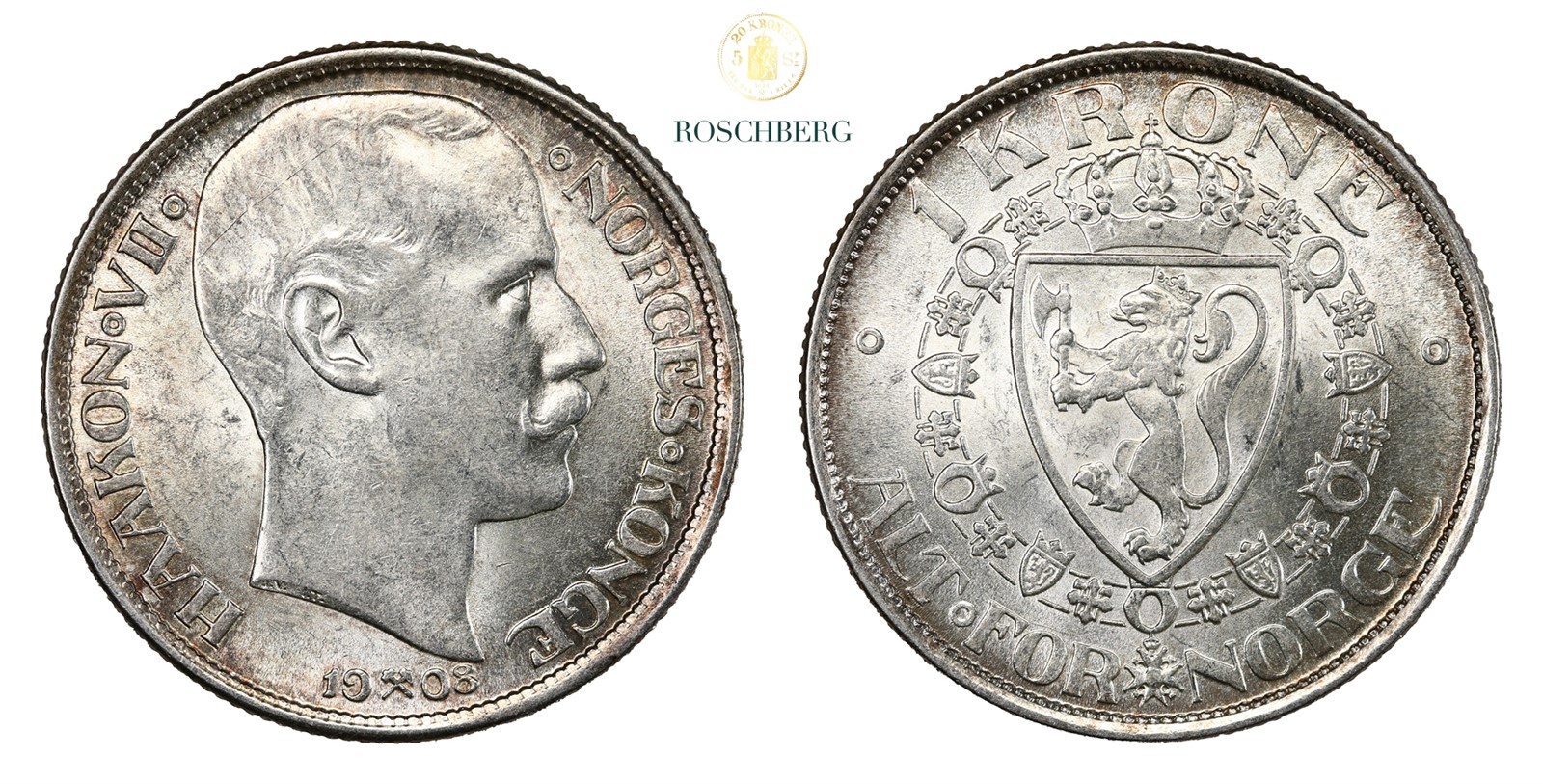 Norge 1 Krone 1908 Kv 0/01