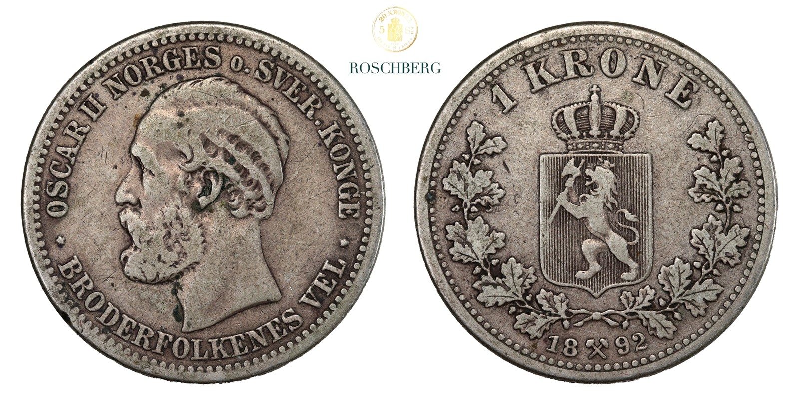 Norge 1 Krone 1892 Kv 1