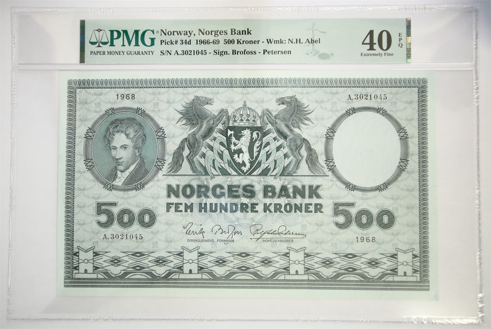 NORWAY. Type 4. 500 Kroner 1968-A. Kv PMG 40EPQ.