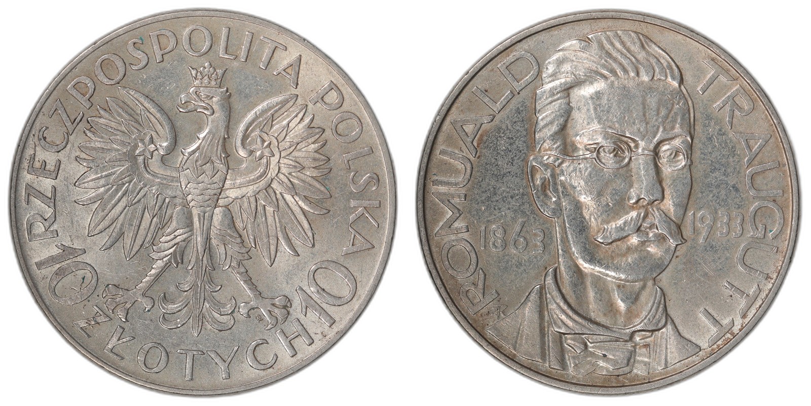 POLAND. Republic. 10 Zlotych. 1933. AU.