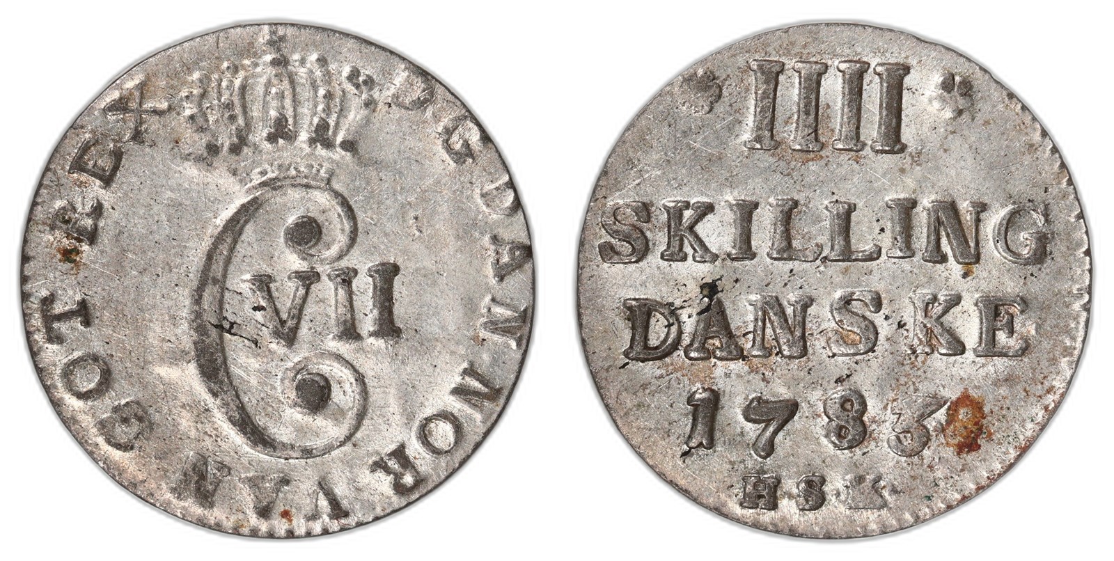 DENMARK. Christian VII. 4 Skilling. 1783-HSK. Kv 01 (AU).