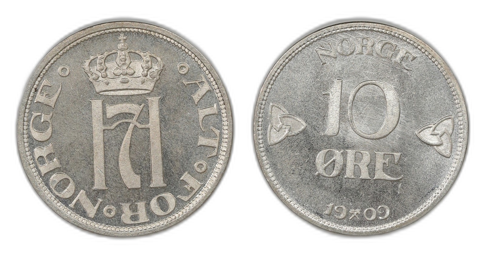 Norway. Haakon VII. 10 Øre 1909. Kv PRAKTEX.