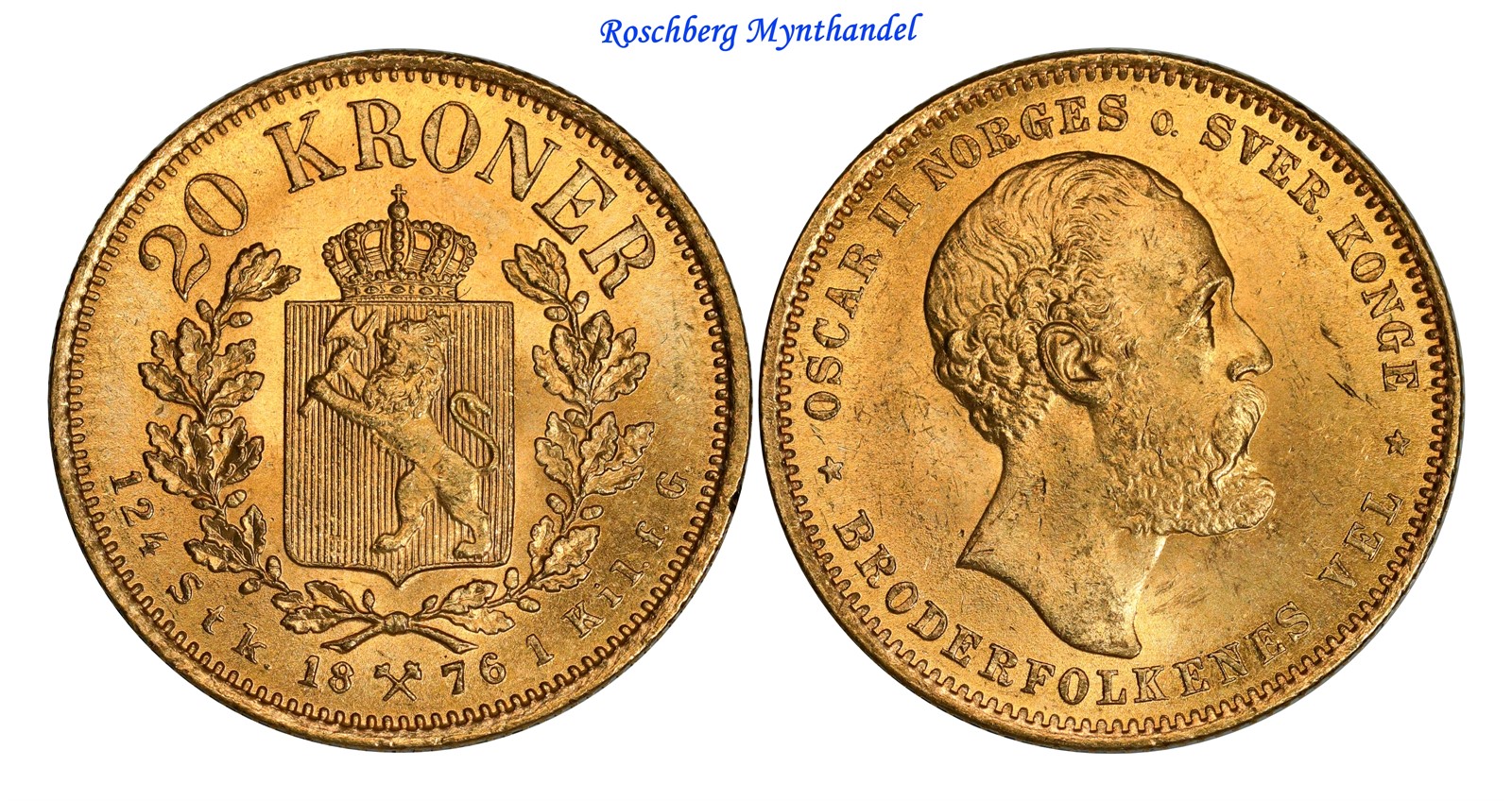 20 Kroner 1876 Kv 0/01 (UNC)