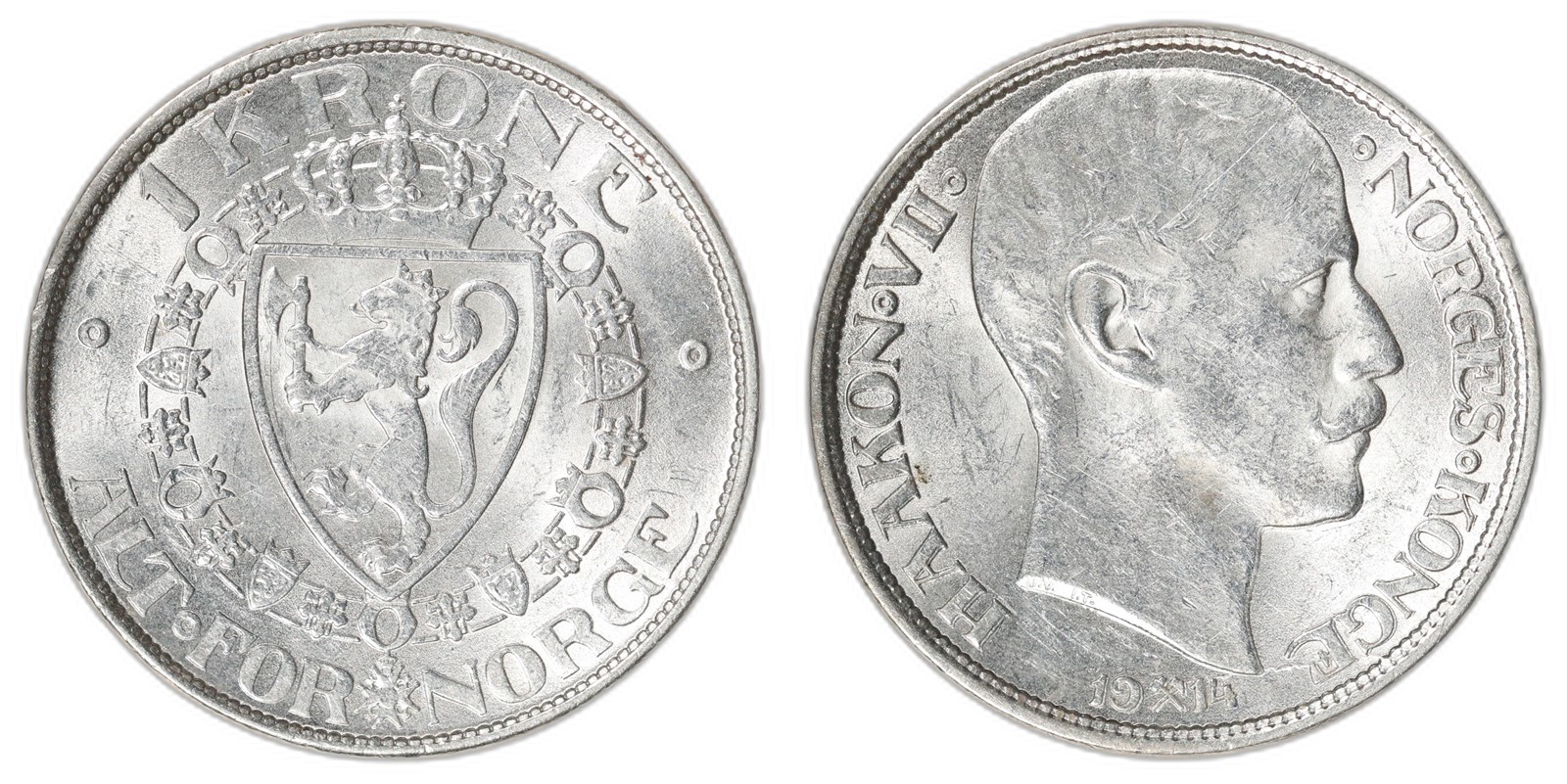 NORWAY. Haakon VII. 1 Krone. 1914. Kv 01 (UNC).