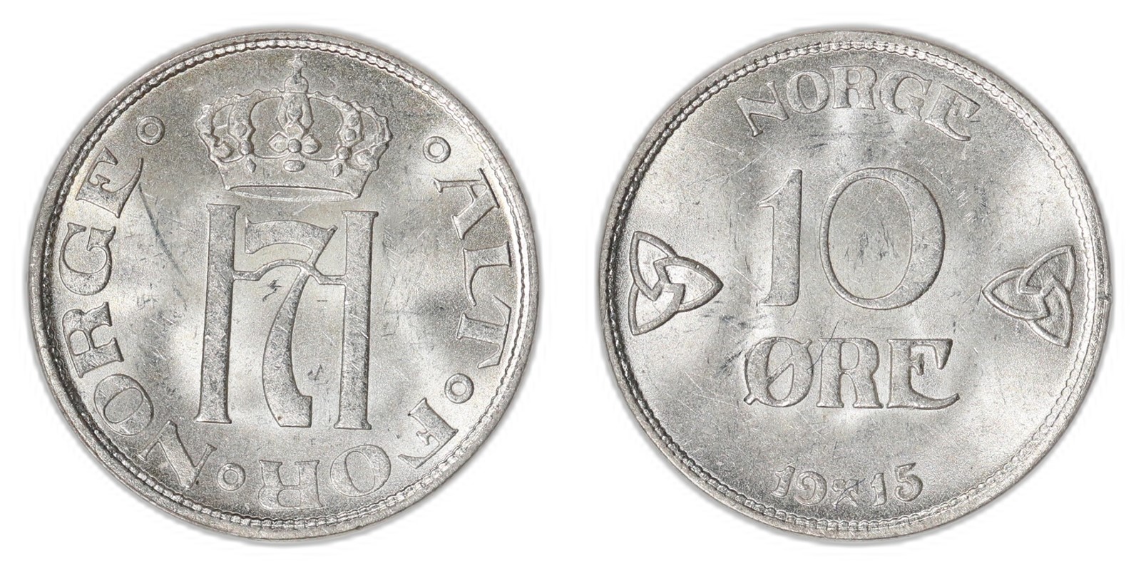 NORWAY. Haakon VII. 10 Øre. 1915. Kv 0 (UNC.
