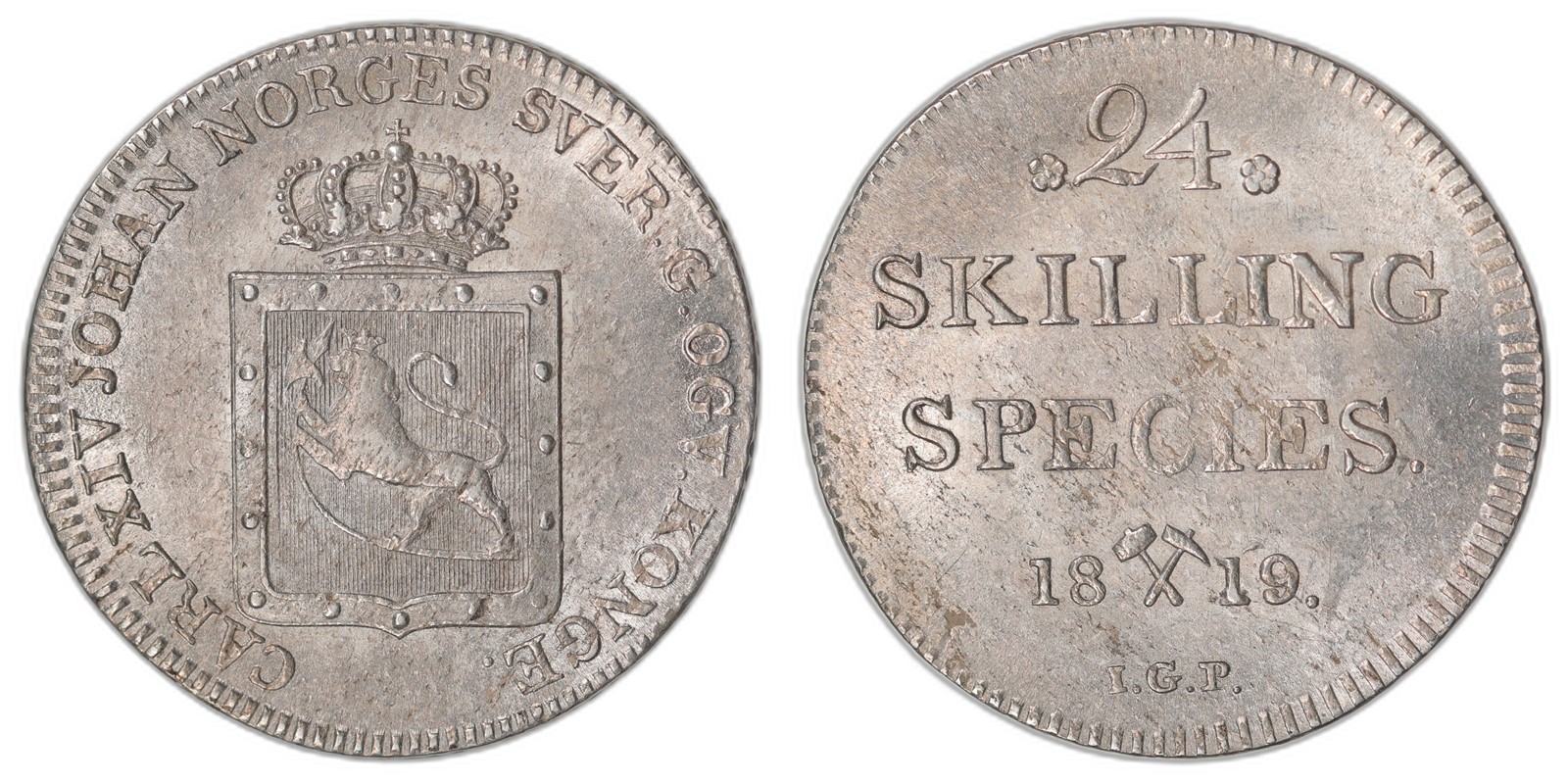 NORWAY. Carl XIV Johan. 24 Skilling 1819. Kv 0/01 (UNC).