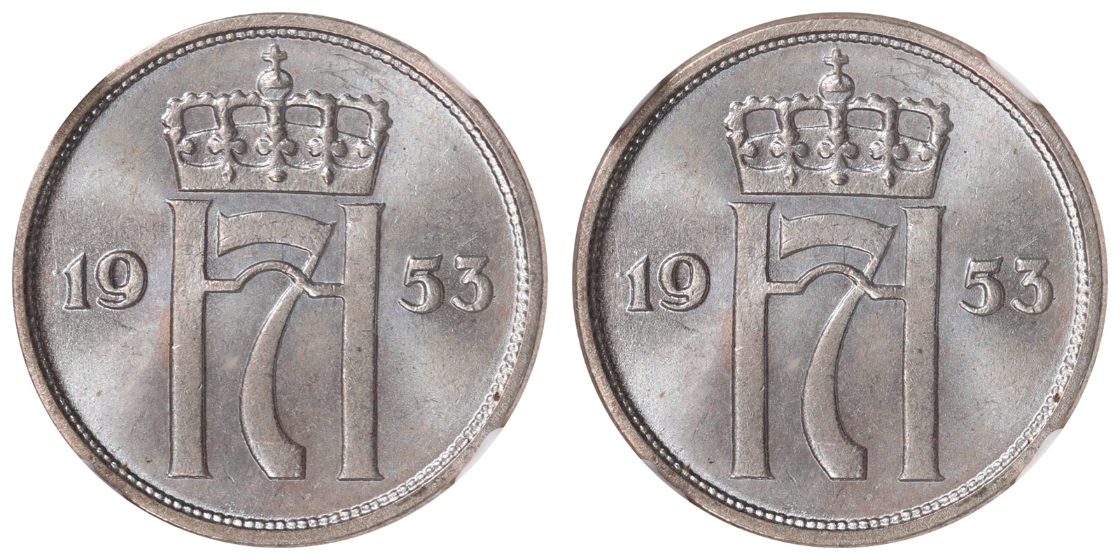 NORWAY. Haakon VII. 10 Øre 1953. NGC MS66.
