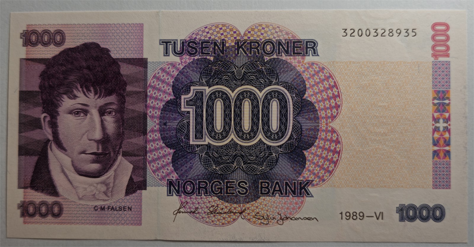 1000 Kroner 1989. Kv 0 (UNC).