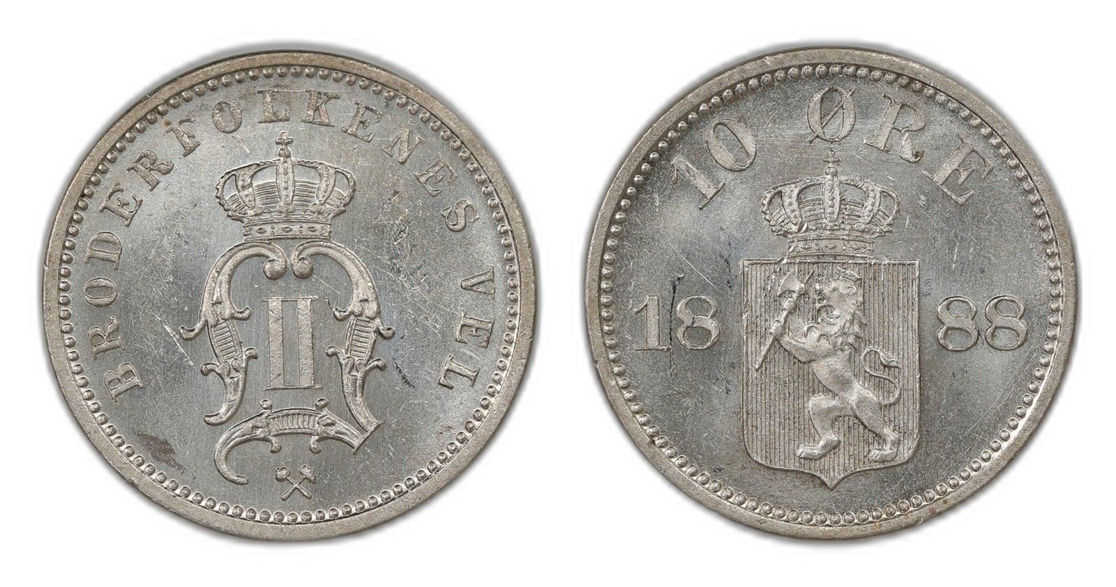 Norway. Oscar II. 10 Øre 1888. Kv 0.