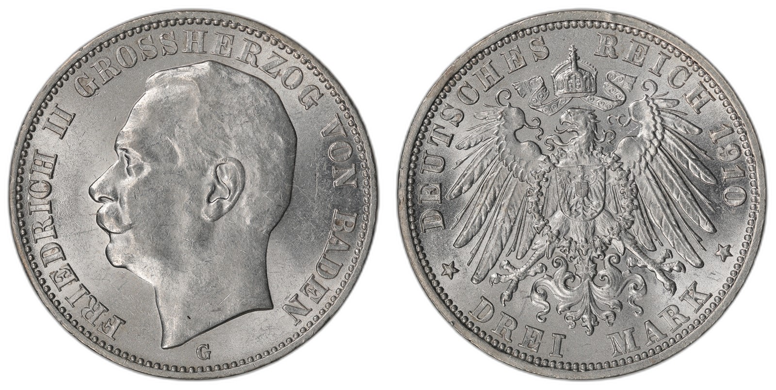 GERMANY. Friedrich II. 3 Mark. 1911-G. UNC.