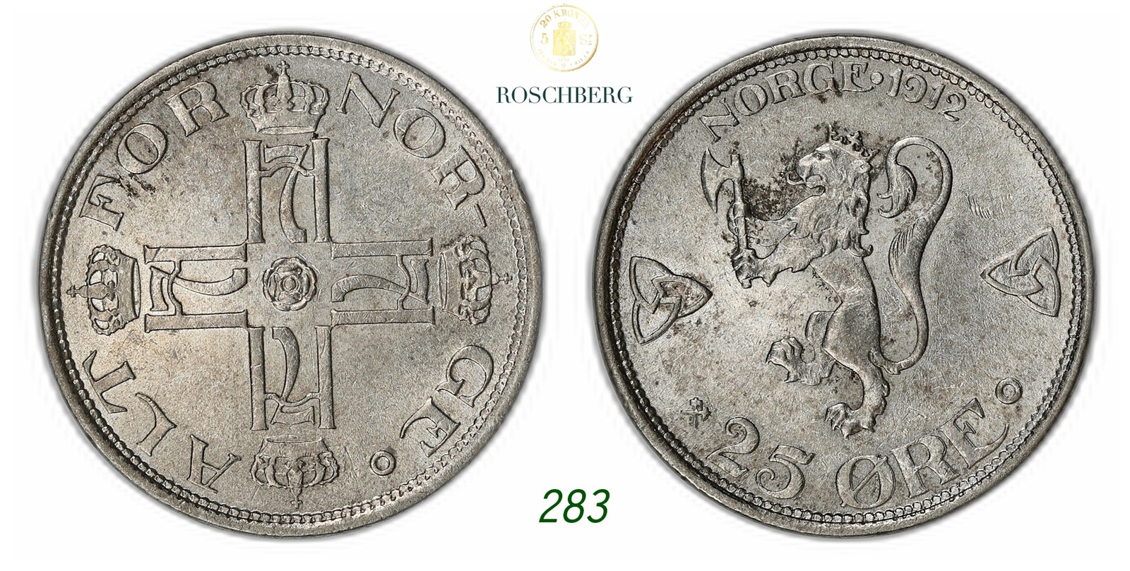 NORWAY. Haakon VII. 25 Øre 1912.