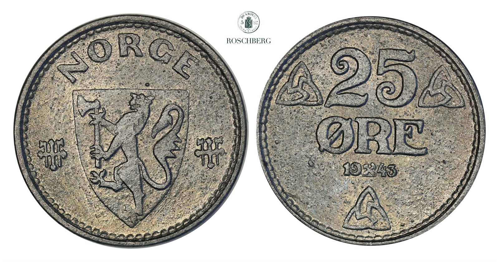 25 Øre 1943 Kv 0 (UNC)