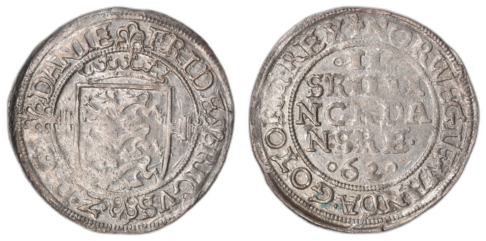 DENMARK. Fredrik II. 2 Skilling. 1562. 01 (UNC).