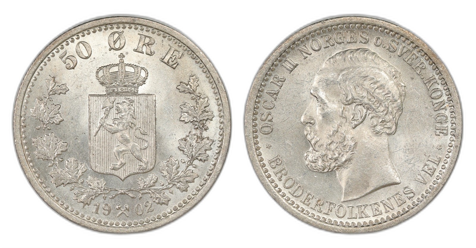 Norway. Oscar II. 50 Øre 1902. Kv 0.