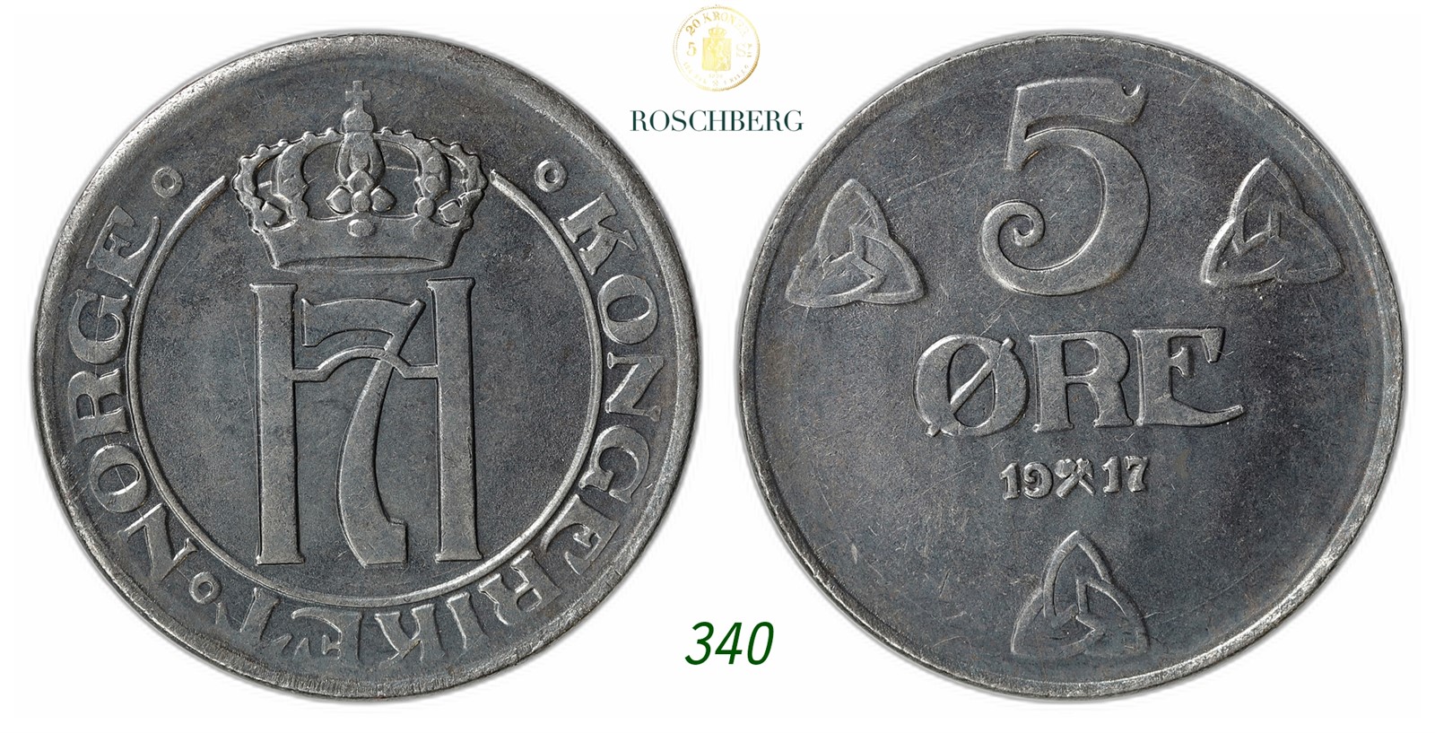 NORWAY. Haakon VII. 5 Øre 1917.