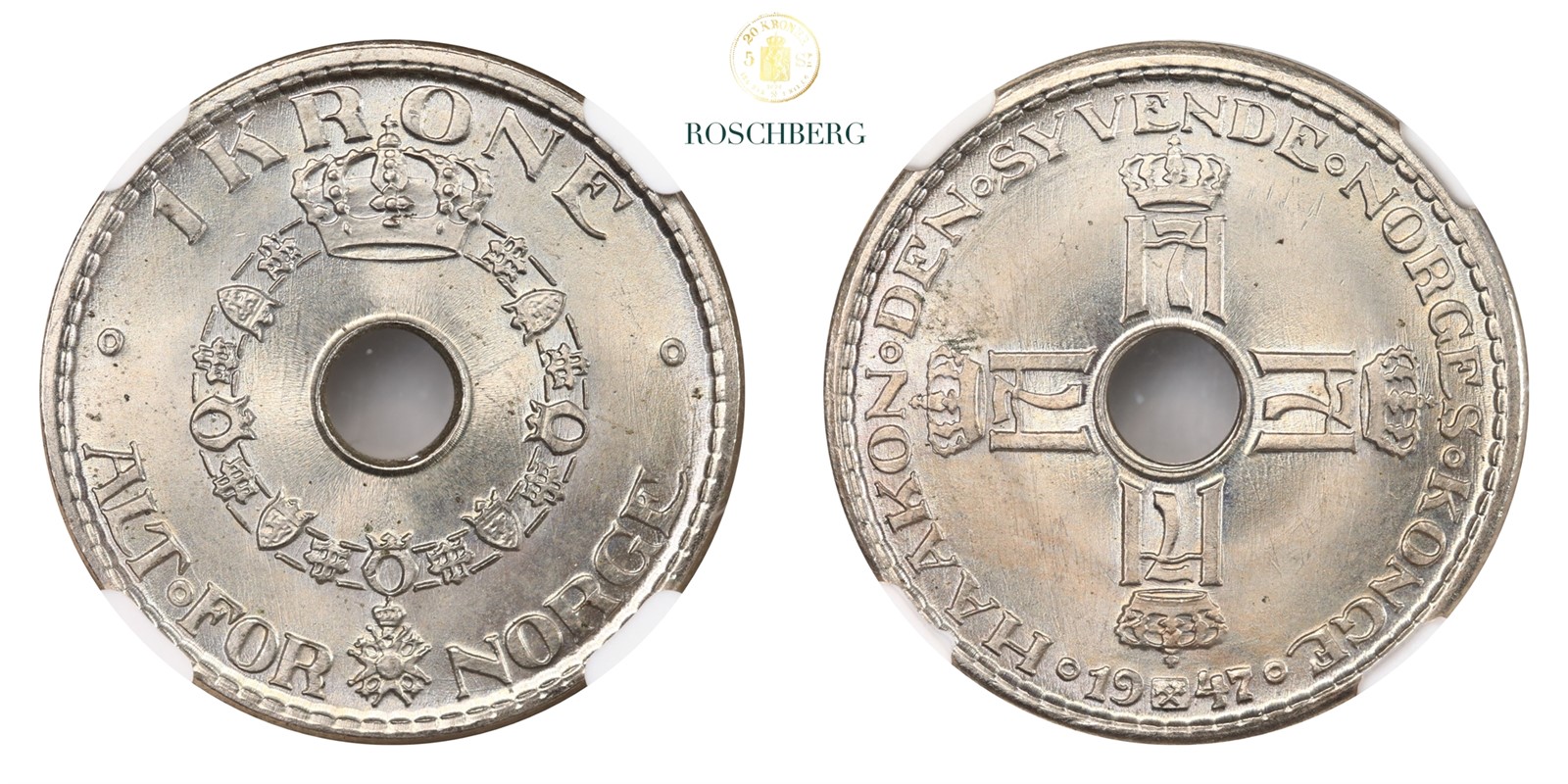 Norge 1 Krone 1947 NGC MS66