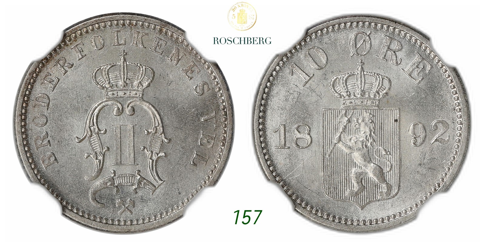 NORWAY. Oscar II. 10 Øre 1892.