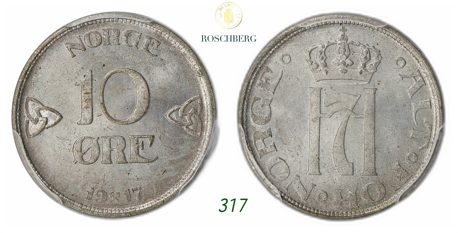 NORWAY. Haakon VII. 10 Øre 1917.