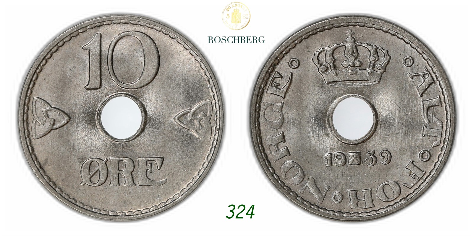 NORWAY. Haakon VII. 10 Øre 1939.