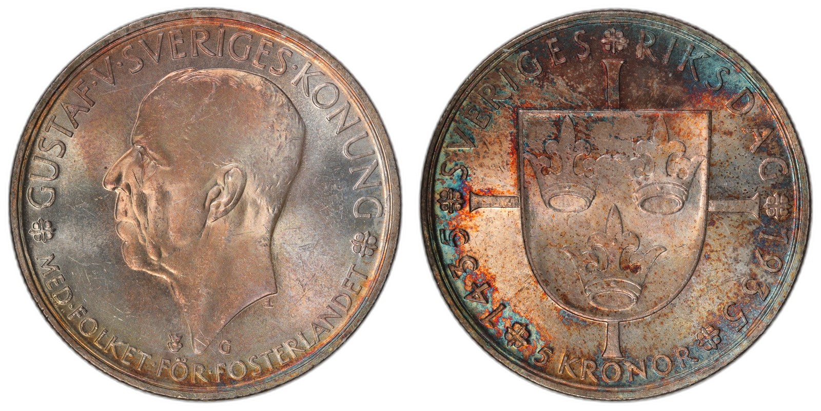 SWEDEN. Gustav V. 5 Kronor. 1935. Kv 0 (UNC).