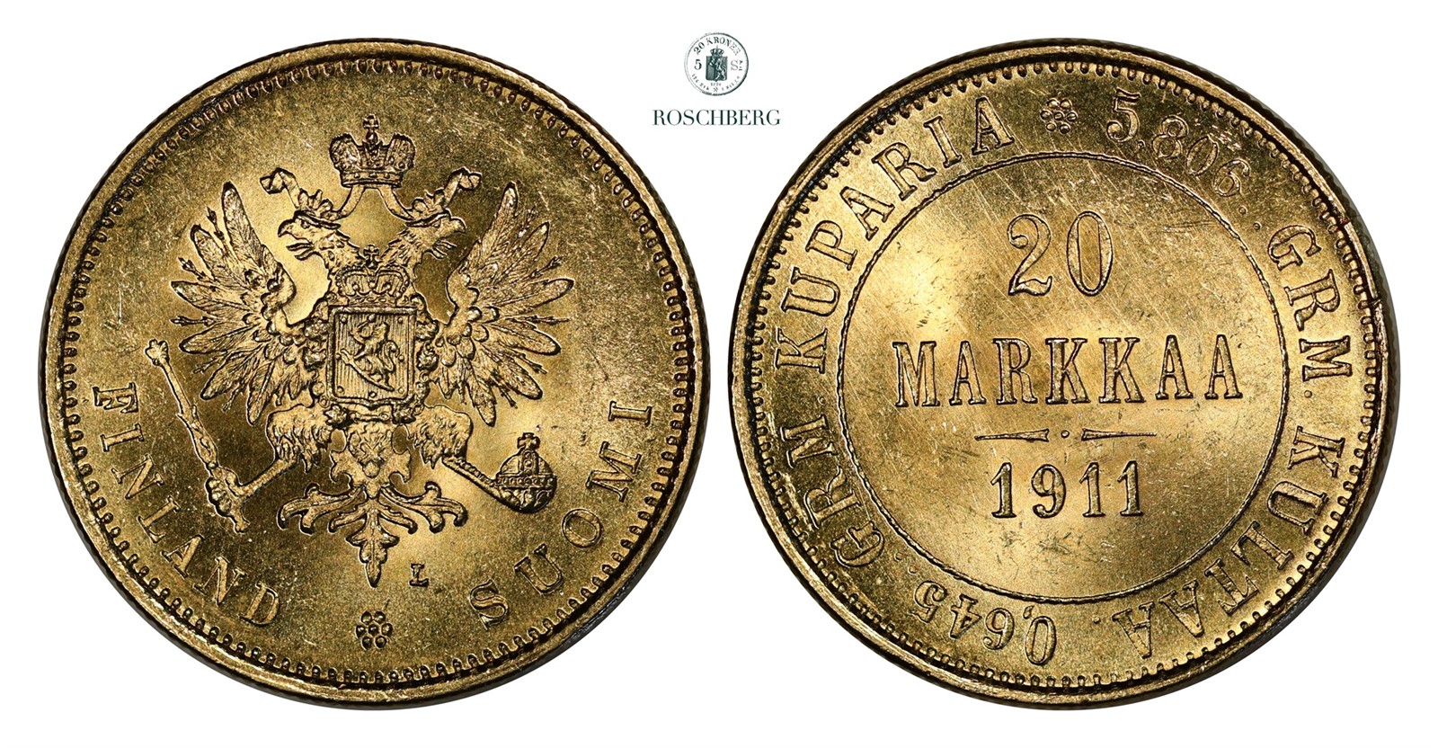 FINLAND 20 Markkaa 1911-L UNC