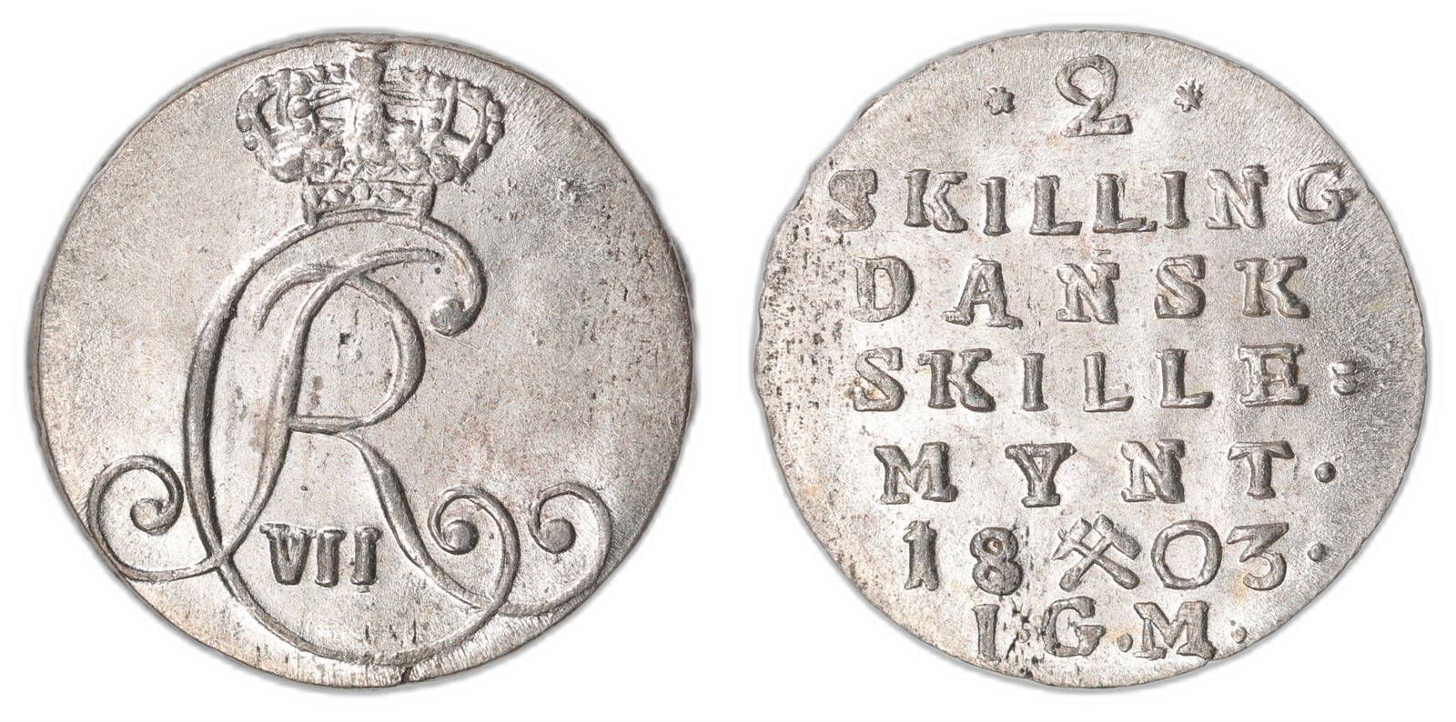 NORWAY. Christian VII. 2 Skilling 1803-IGM. Kv 0 (UNC).