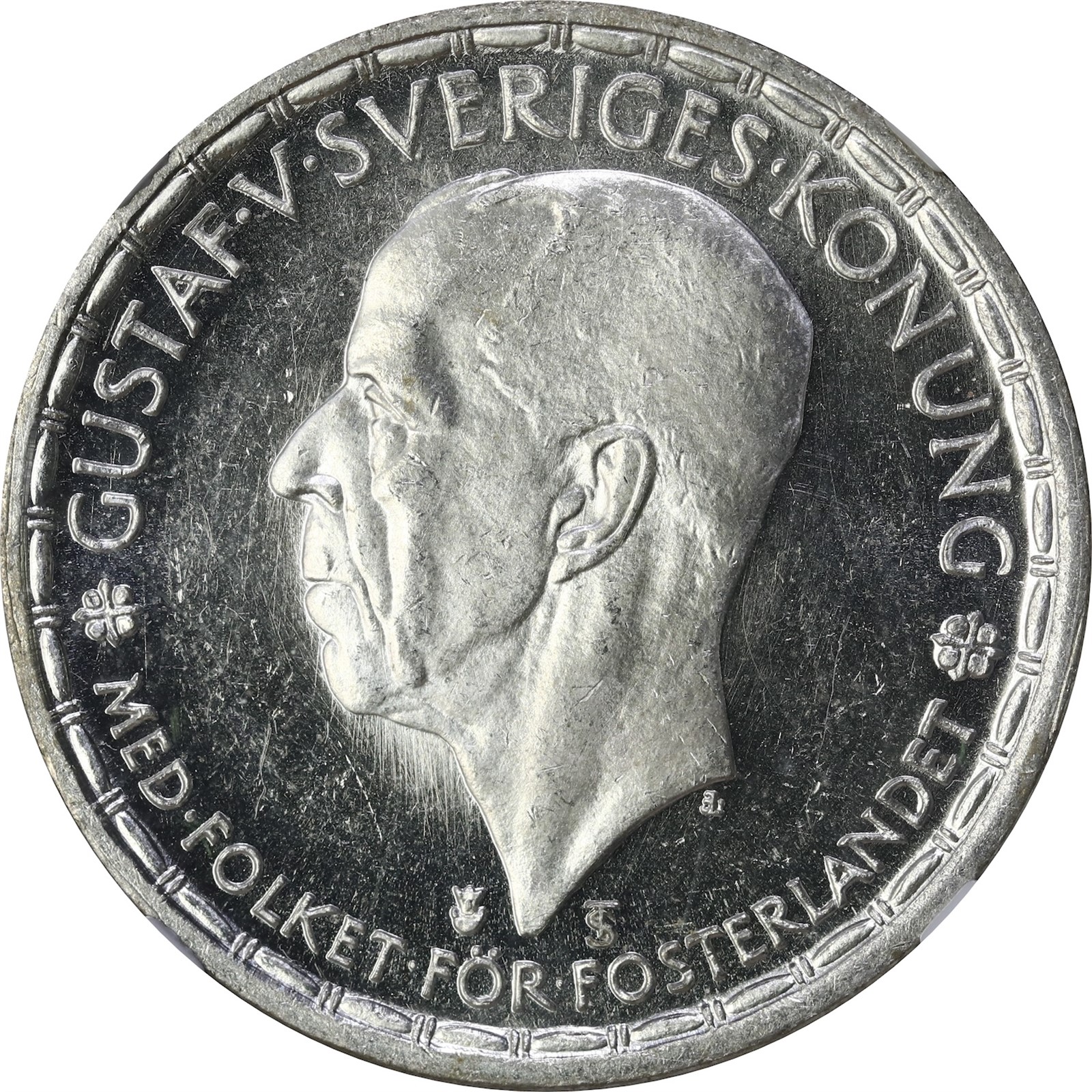 SWEDEN. Gustav V. 2 Kronor 1950 NGC PL63CAMEO