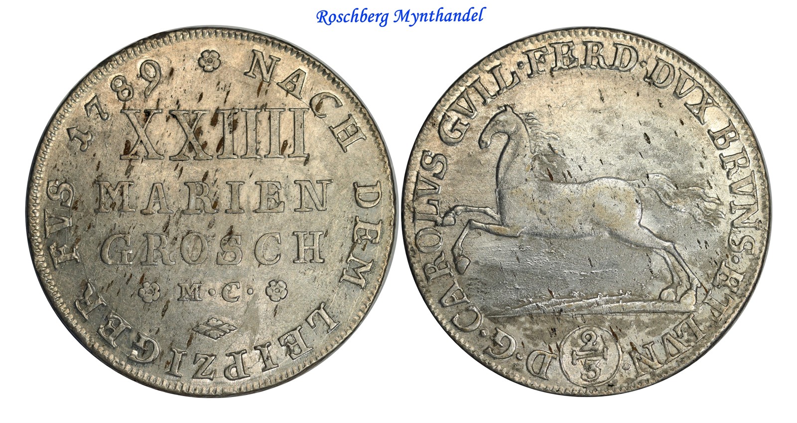 GERMAN STATES, BRUNSWICK LUNEBURG 2/3 Thaler 1789 AU