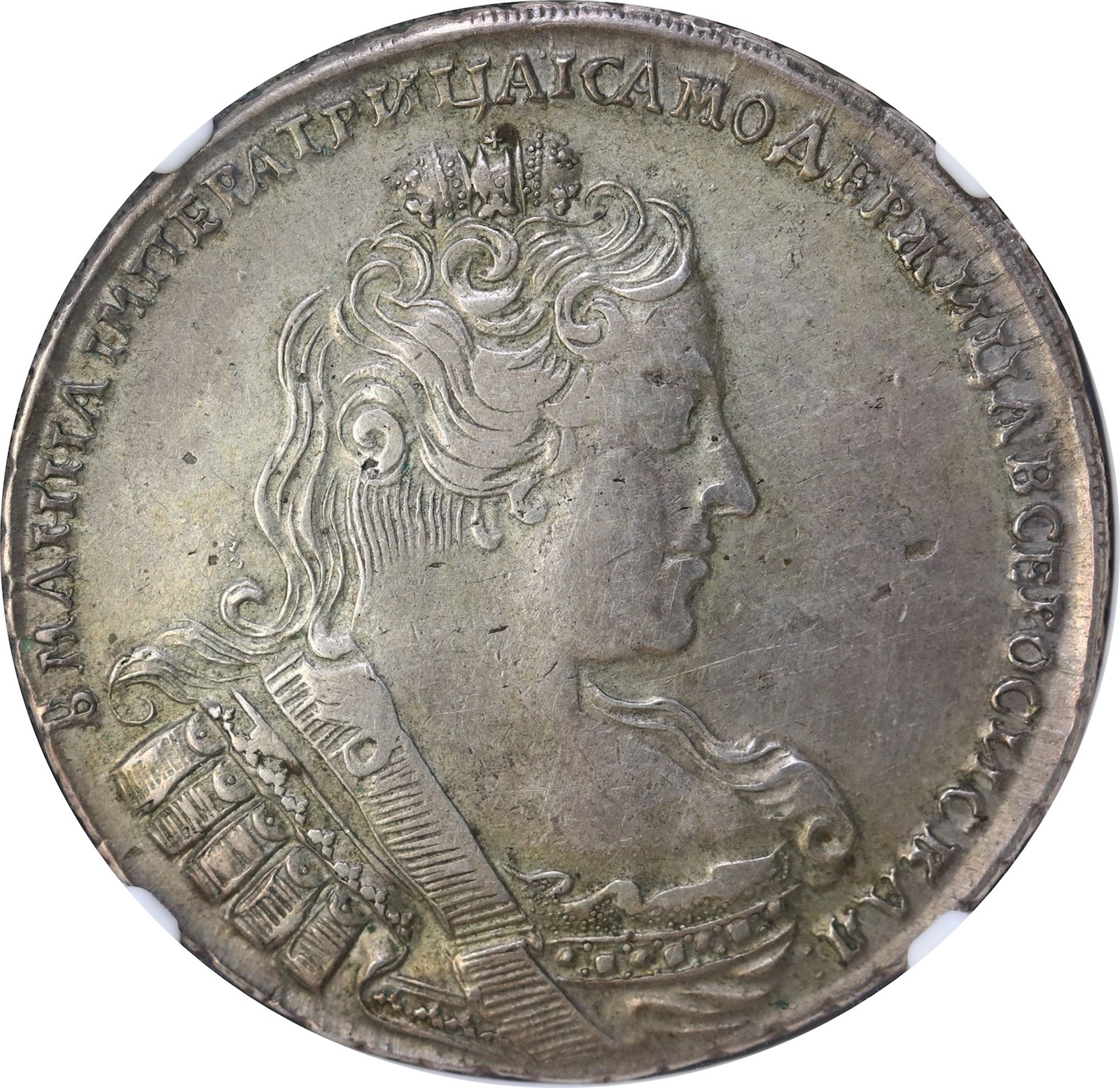 RUSSIA. Catarina I. Rouble 1733 NGC XF45