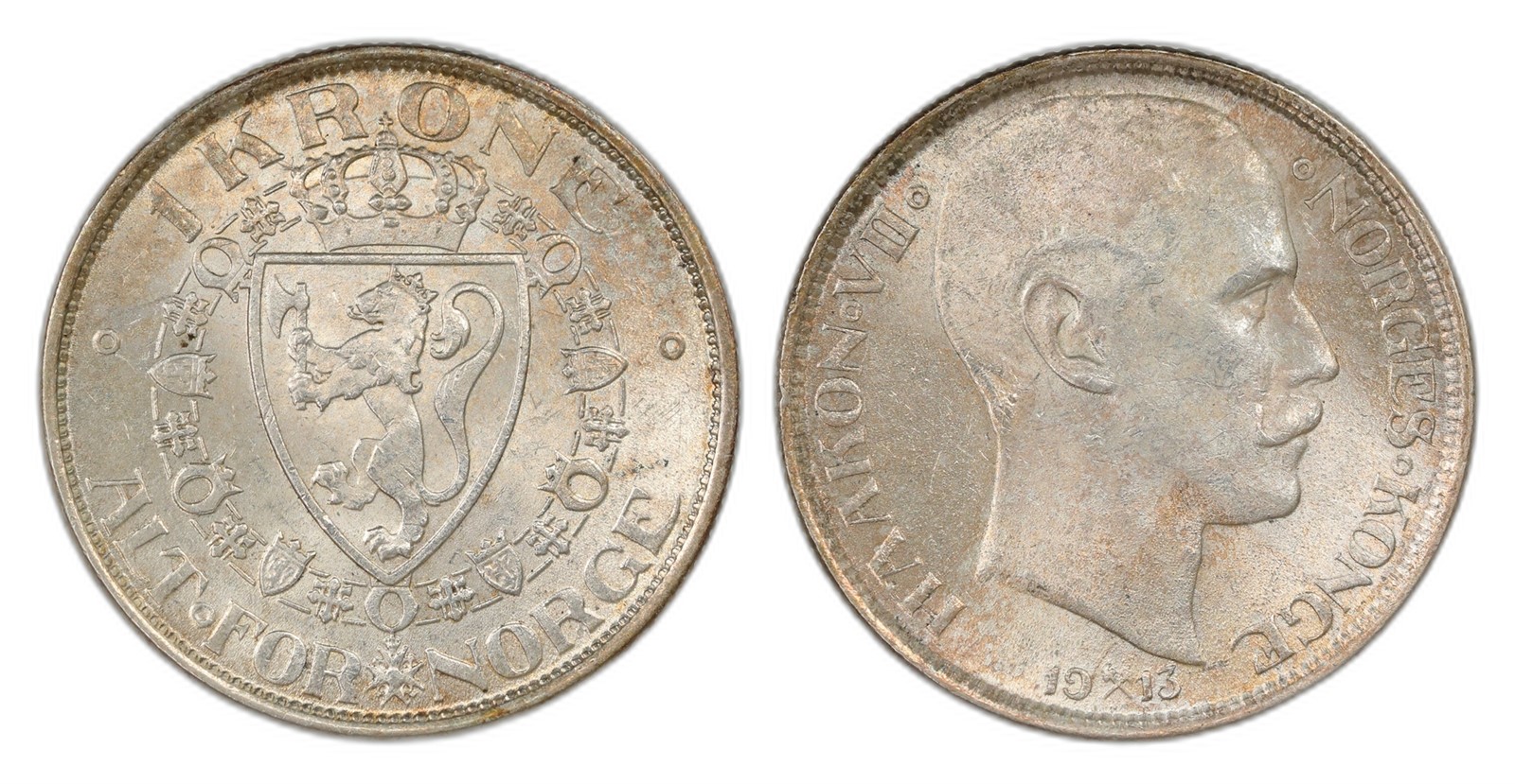 Norway. Haakon VII. 1 Krone 1913. Kv 0/01.