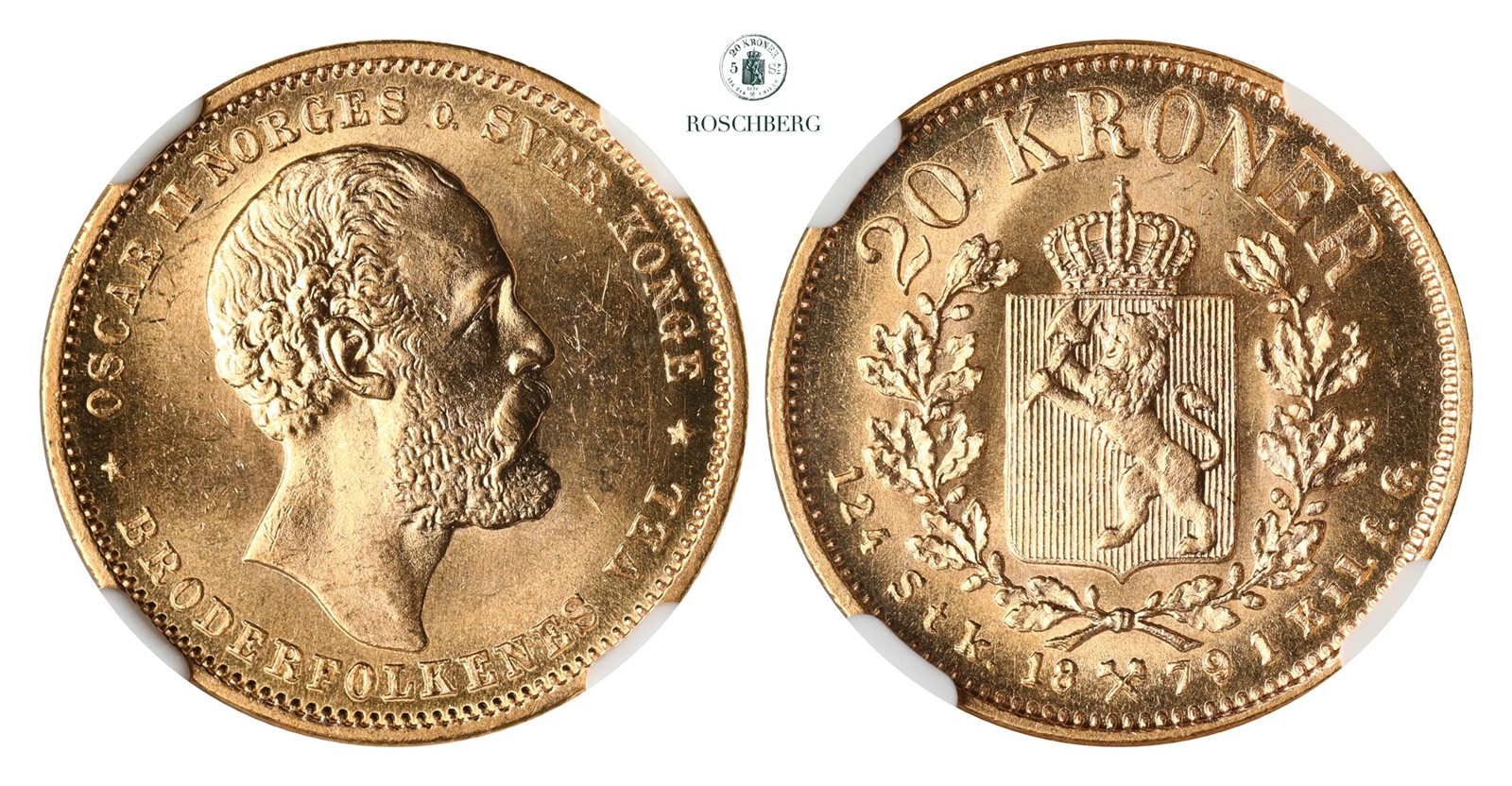 20 Kroner 1879 NGC MS64