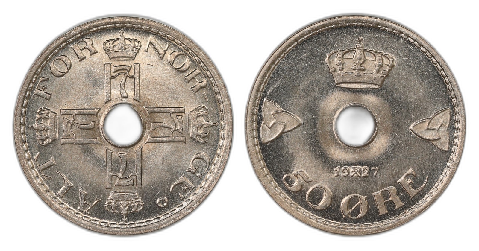 Norway. Haakon VII. 50 Øre 1927. Kv PRAKTEX.
