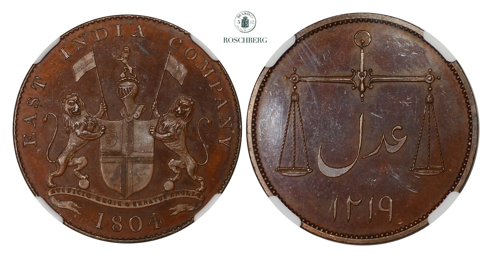 INDIA, Bombay. 2 Pice 1804 NGC PF63BN