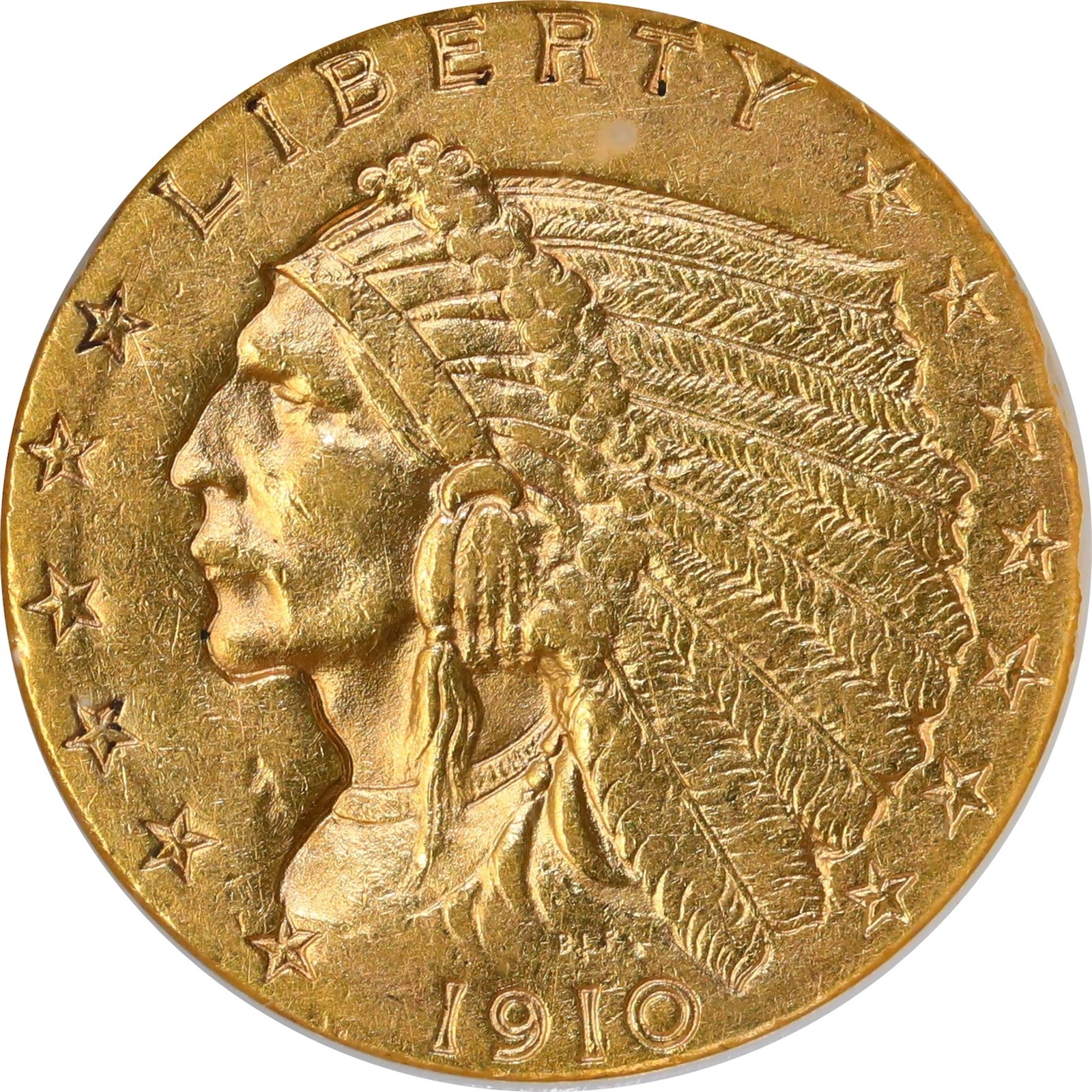 USA. Indian Head Quarter Eagle ($2.5) 1911 AU