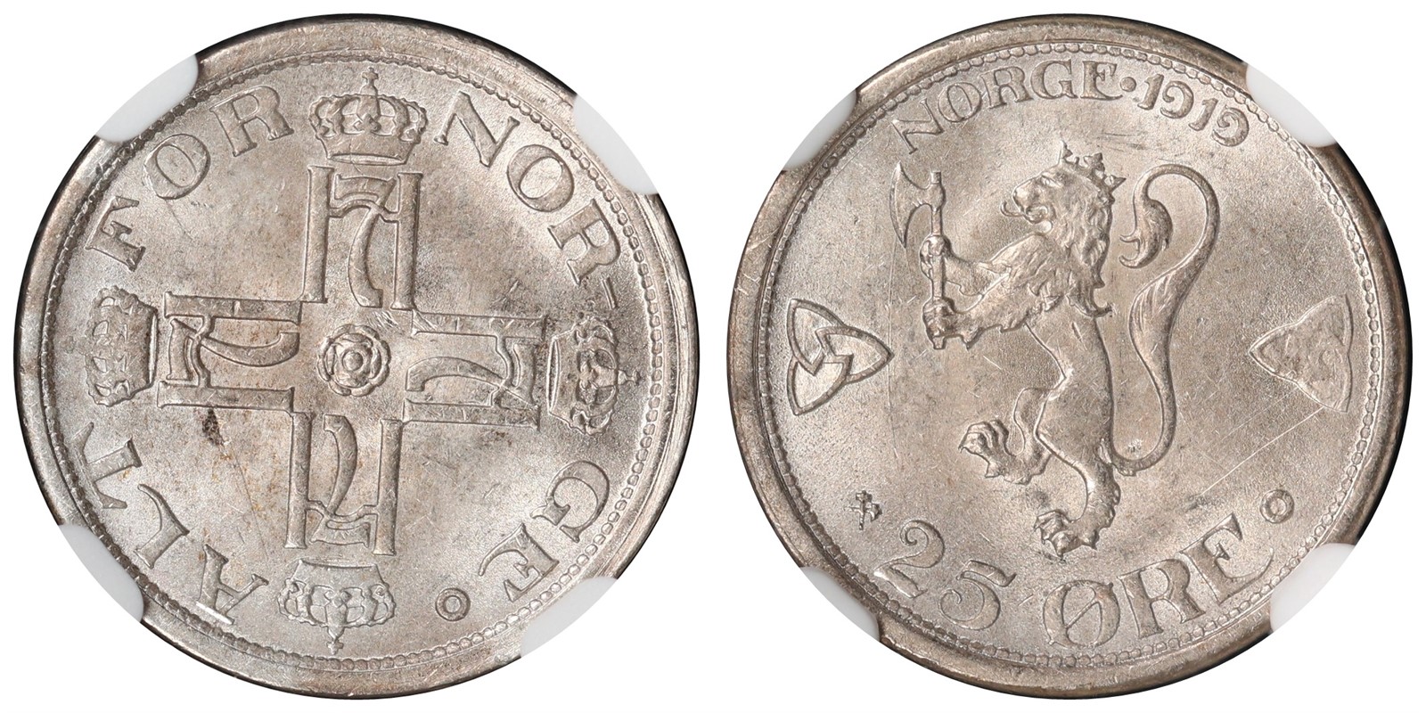 NORWAY. Haakon VII. 25 Øre 1919/17. NGC MS62.