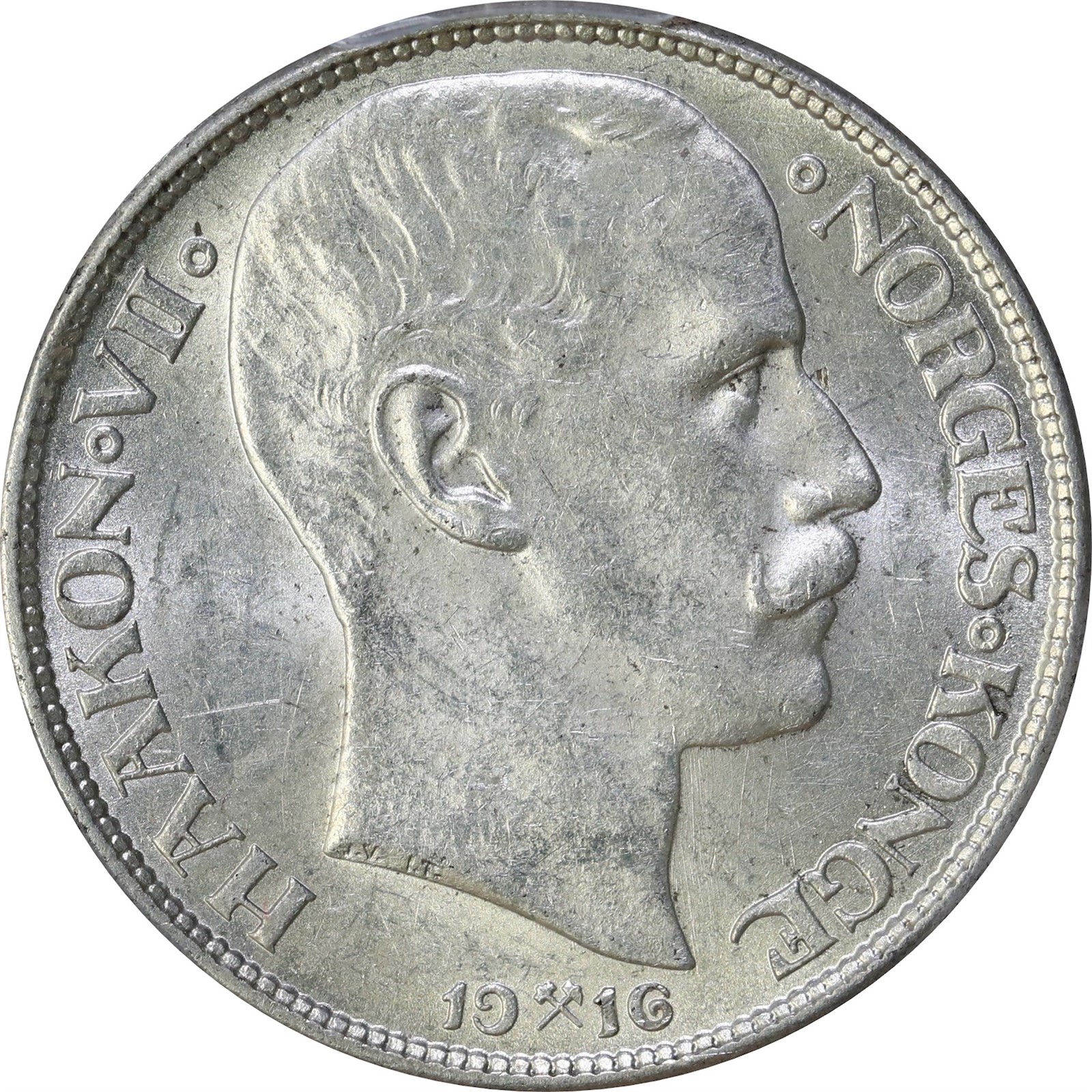 NORWAY. Haakon VII. 1 Krone 1916 PCGS MS62