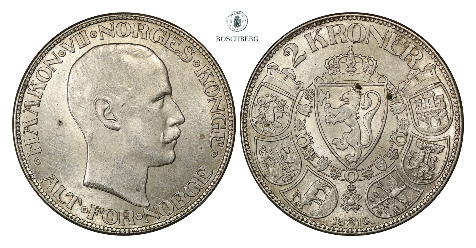 2 Kroner 1916 Kv 0/01 (UNC)