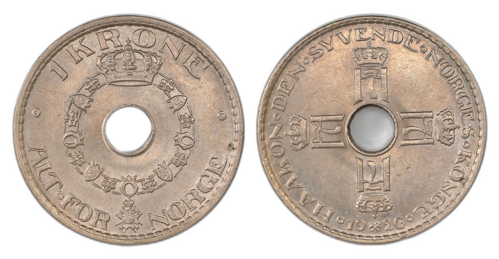 Norway. Haakon VII. 1 Krone 1926. Kv 0/01.