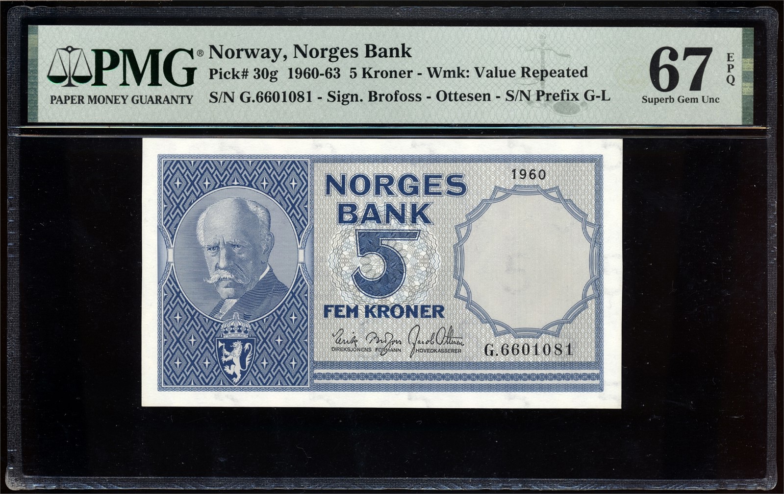 5 Kroner 1960 G6601081 PMG 67EPQ