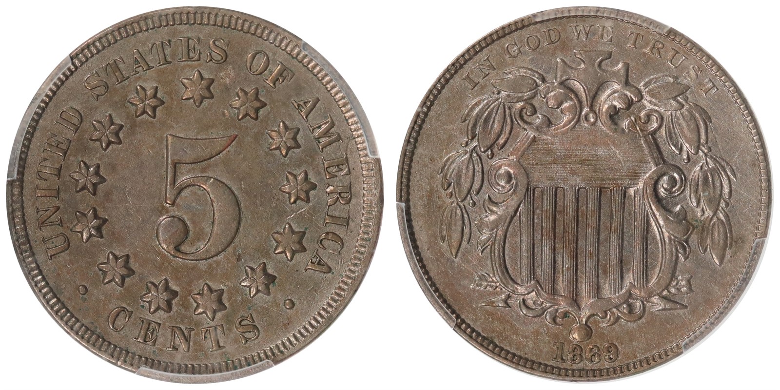 USA. 5 Cents. 1869. PCGS AU-Details.