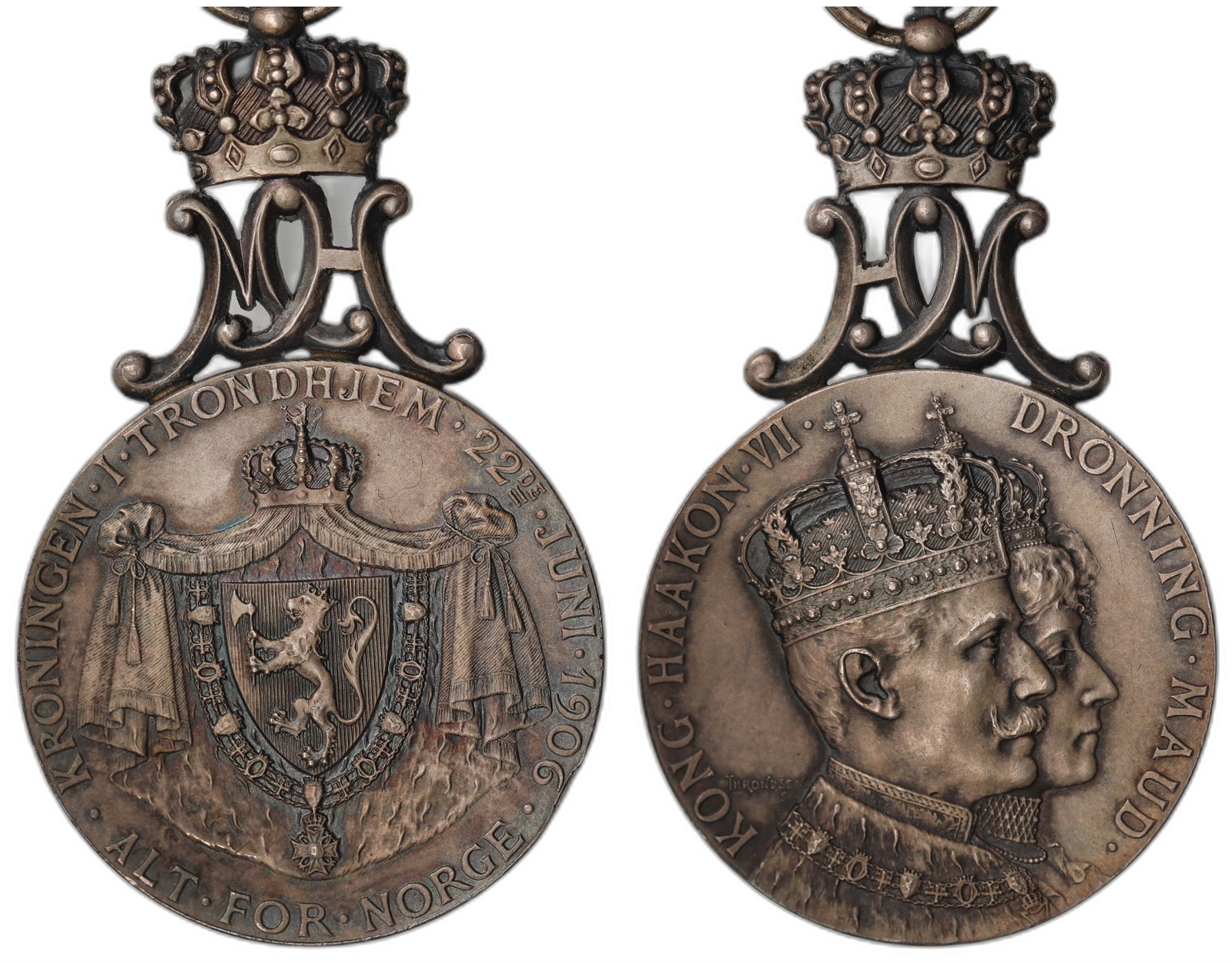 I. THRONDSEN. Kroningsmedaljen 1906. Sølv. Kv 0 (UNC).