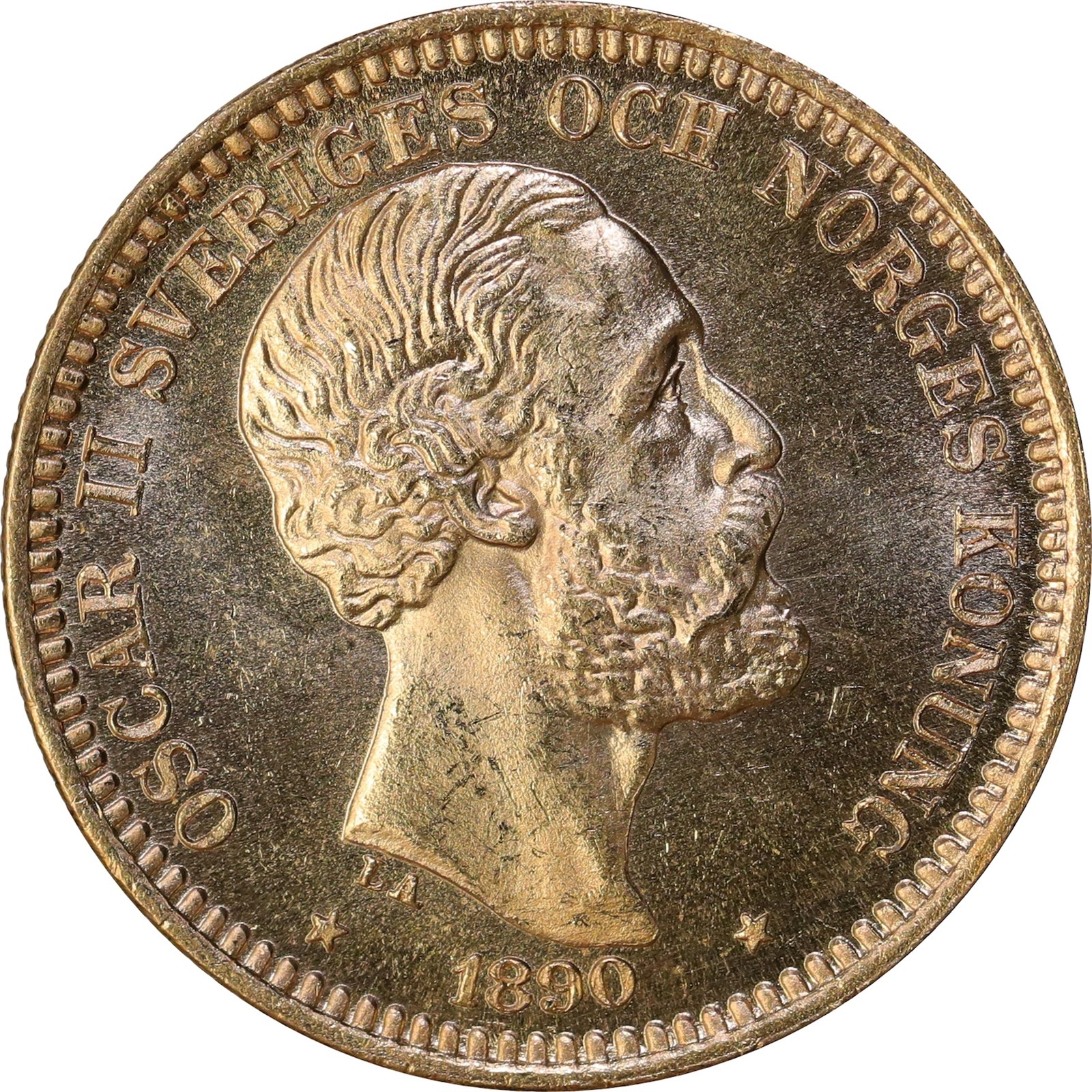 SWEDEN. Oscar II. 20 Kronor 1890 Kv 0 (UNC)