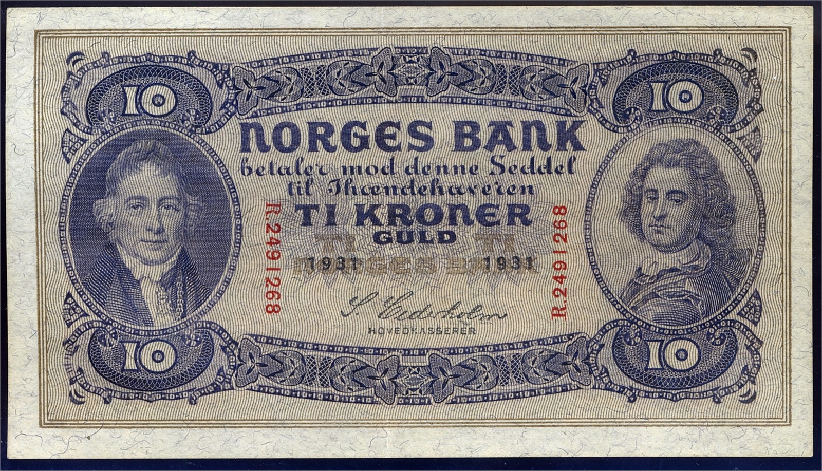 10 Kroner 1931-R. Kv 1+/01 (XF/AU).