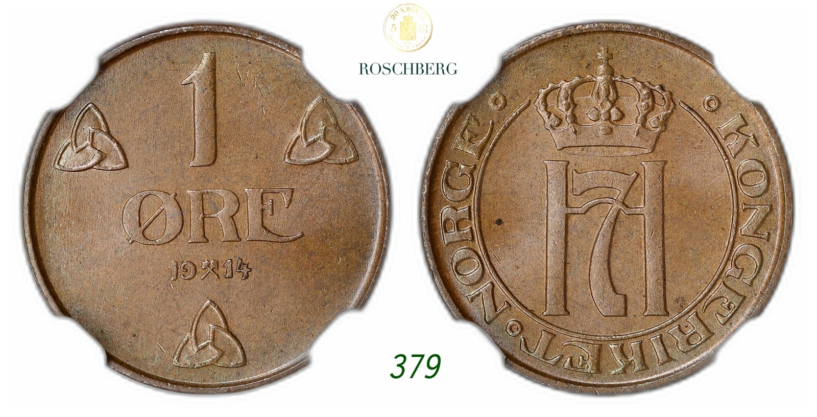 NORWAY. Haakon VII. 1 Øre 1914.