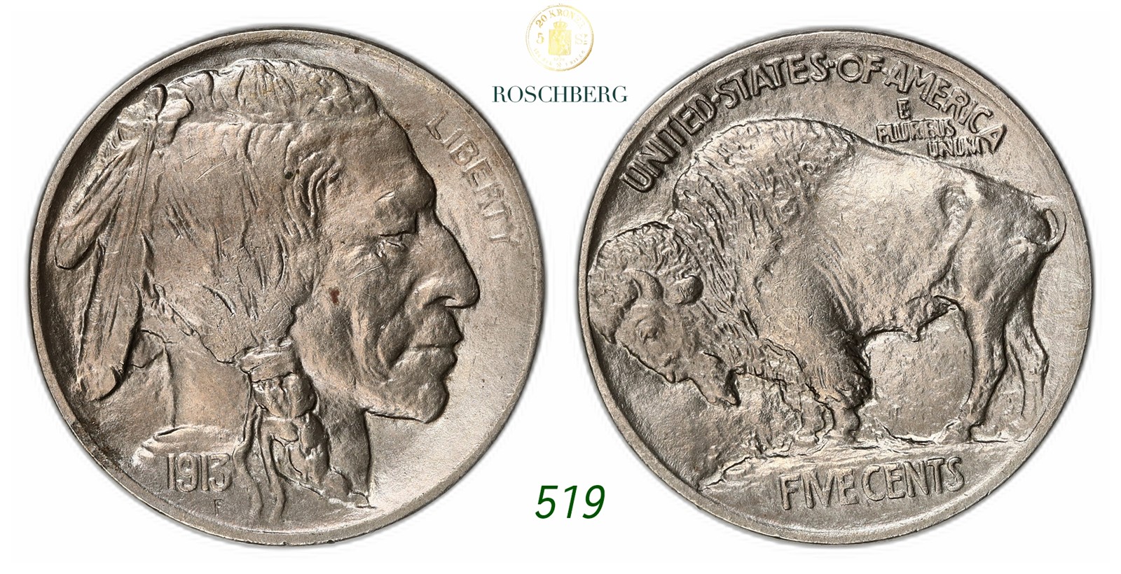 USA. Philadelphia. Buffalo Nickle 1913.