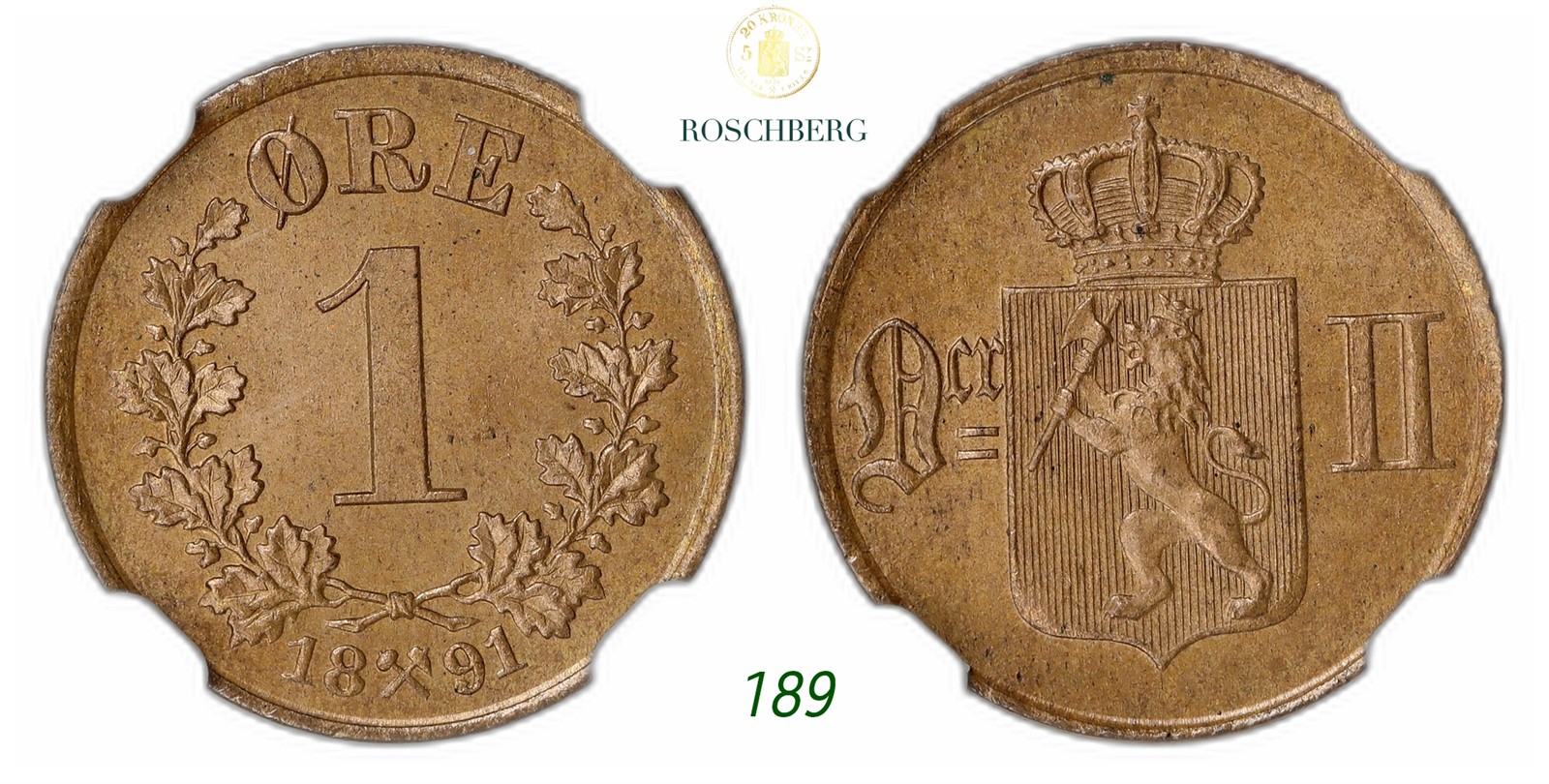 NORWAY. Oscar II. 1 Øre 1891.