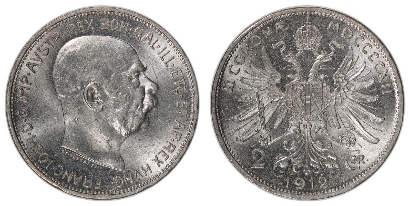 AUSTRIA. Franz Joseph I. 2 Corona. 1912. UNC.