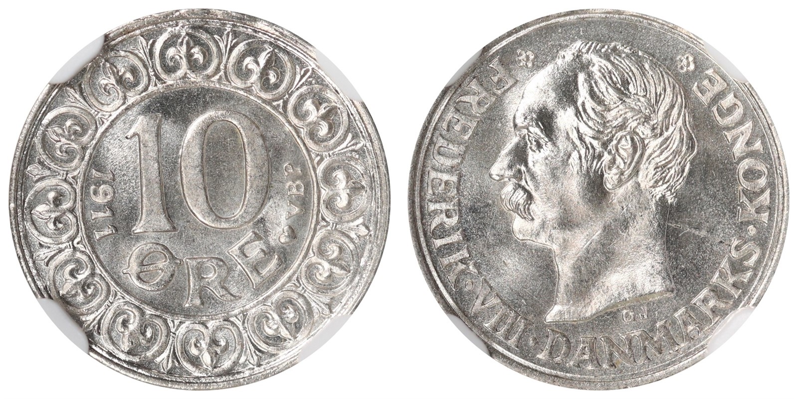 DENMARK. Frederik VIII. 10 Øre. 1911. MS66.